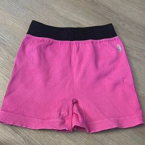 Pink ribbed free people workout short